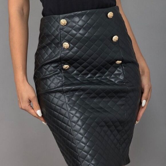 Diamond quilted blazer suit skirt set - Picture 3 of 16